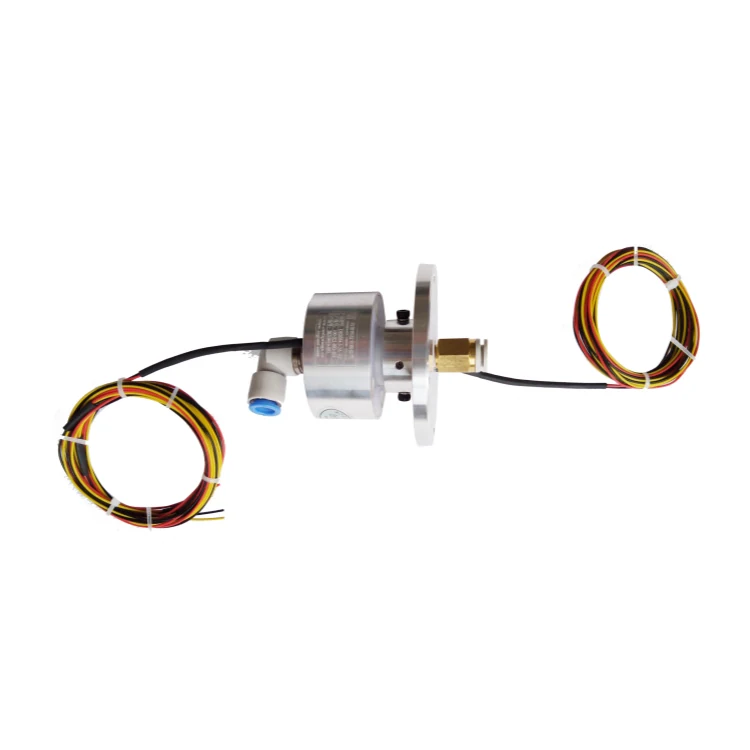 DHS054-3-2A-1Q Ingiant gas-electric hybrid slip ring solid 54mm with 3channels 2A and 1channel pneumatic rotary joint — pneumatic and liquid slip rings manufactured by INGIANT
