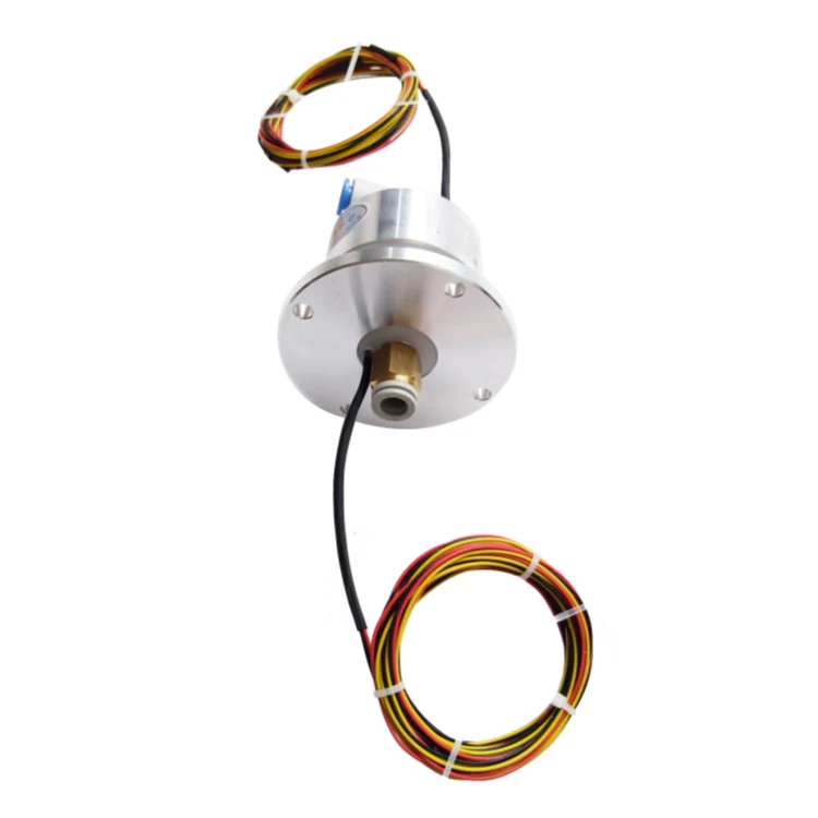 DHS054-3-2A-1Q Ingiant gas-electric hybrid slip ring solid 54mm with 3channels 2A and 1channel pneumatic rotary joint, view 3