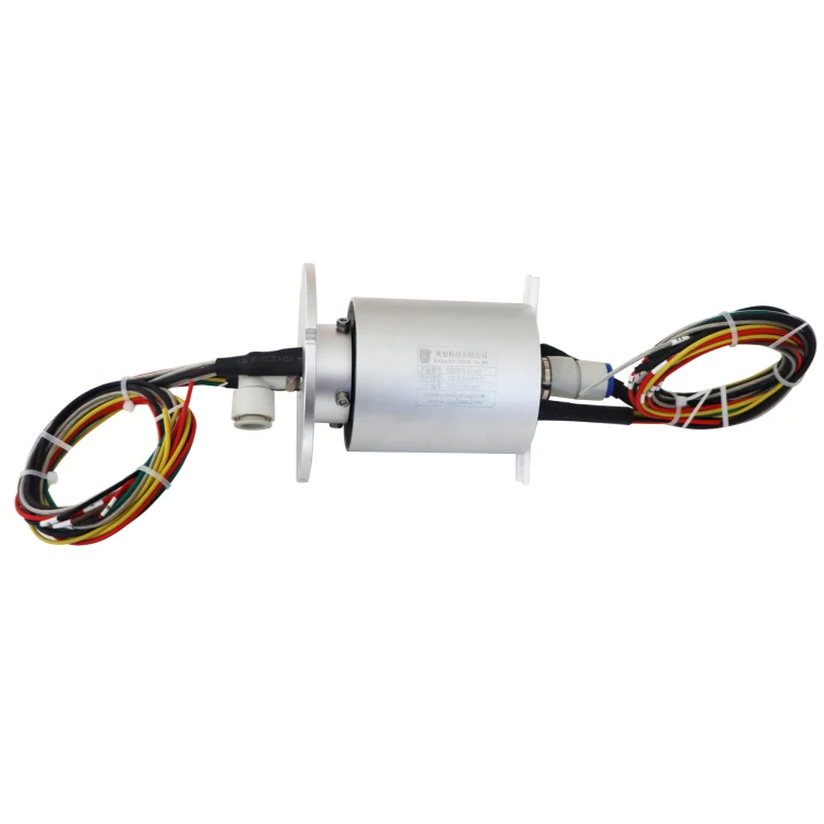 DHS078-12-1Q Ingiant Gas electric slip ring 78mm with 1channel pneumatic rotary joint + 12channels electrical slip rings — pneumatic and liquid slip rings manufactured by INGIANT