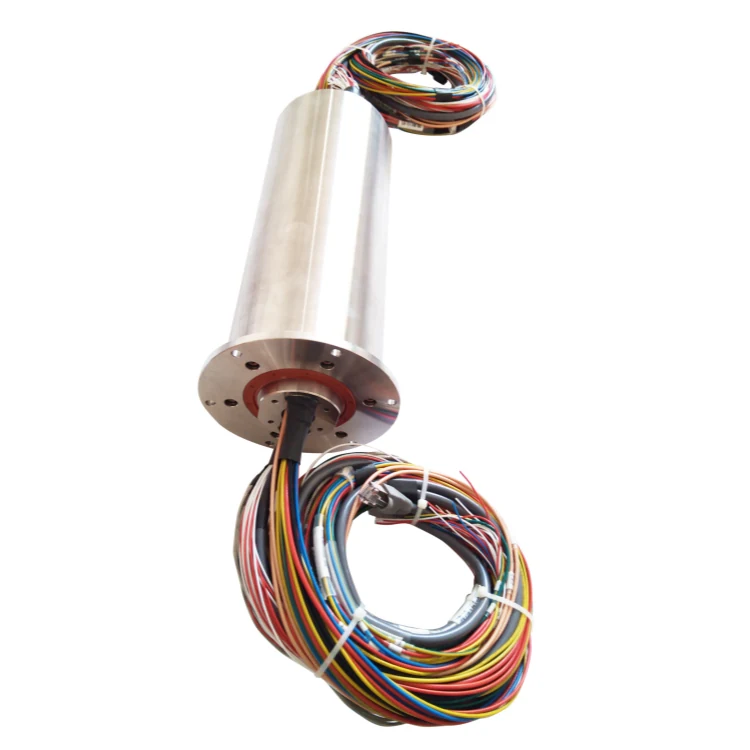 DHS105-76-2S High frequency slip ring 105mm with 2 channel high frequency rotary joint and 76 channels electric signal — rf rotary joints and coax slip rings manufactured by INGIANT