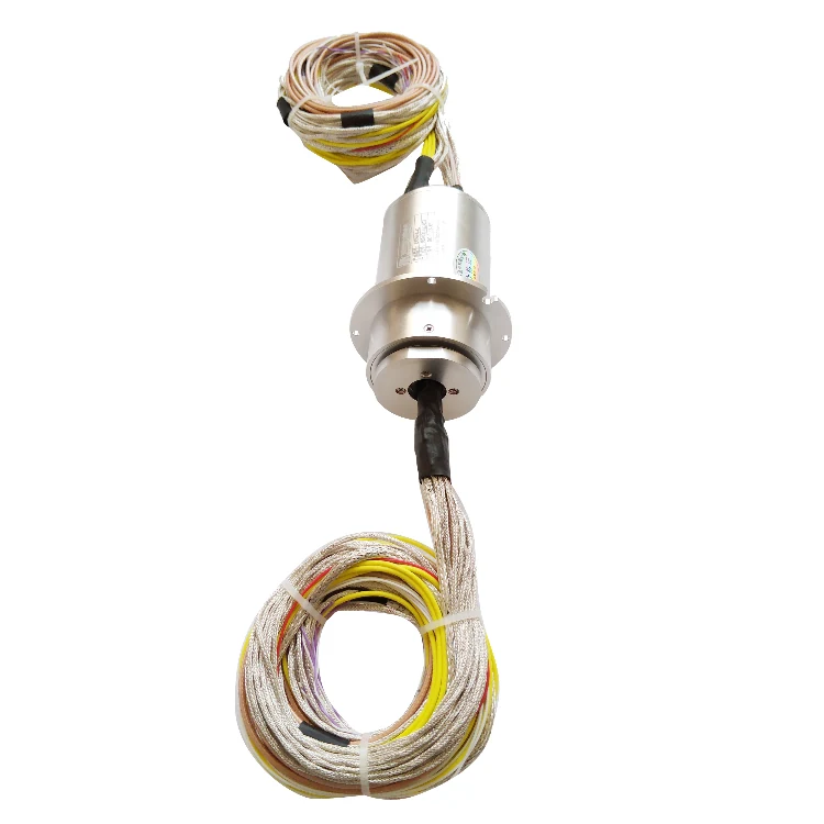 DHS056-42 OD 56mm high quality solid shaft slip ring 42 channels with flange connection, view 2