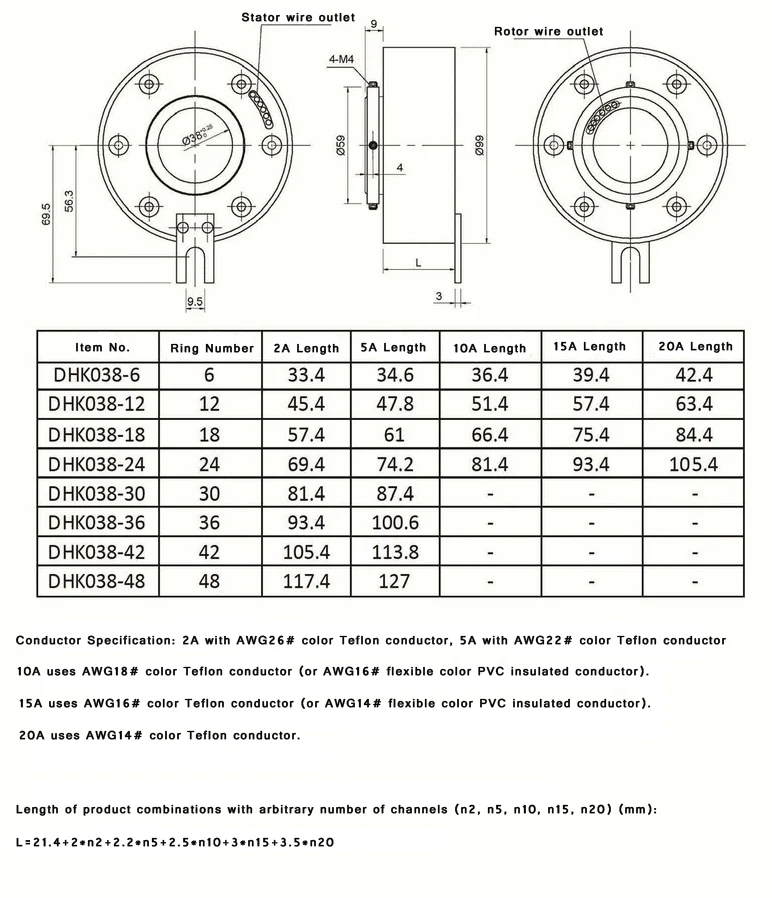Ingiant durable 38mm hollow shaft slip ring, view 4