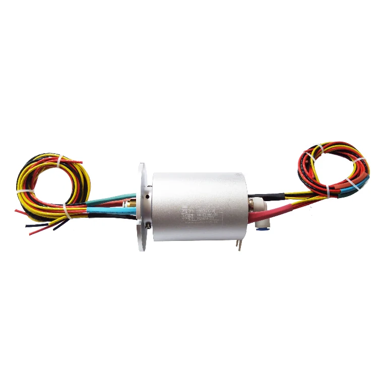 DHS086-12-1Q Ingiant Gas-electric slip ring out diameter 86mm with 1 channel pneumatic rotary joint and 12 electrical channels — pneumatic and liquid slip rings manufactured by INGIANT