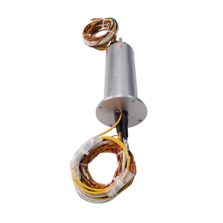 DHS058-42-1F Ingiant Photoelectric slip ring out diameter 58mm with 1 fiber optic slip ring and 42 electrical channels — fiber optic rotary joints manufactured by INGIANT