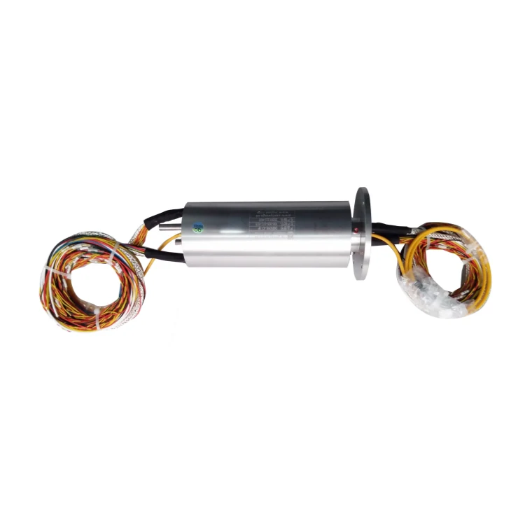 DHS058-42-1F Ingiant Photoelectric slip ring out diameter 58mm with 1 fiber optic slip ring and 42 electrical channels, view 2