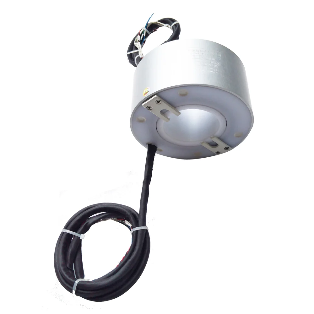 Long life span 60mm Hollow shaft slip ring electrical current collector ring, view 3