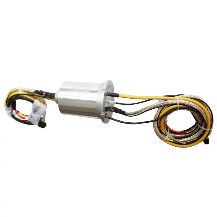DHS075-14-1F Optoelectronic hybrid slip ring combines 1 optical fiber and 14 electrical channels, view 2