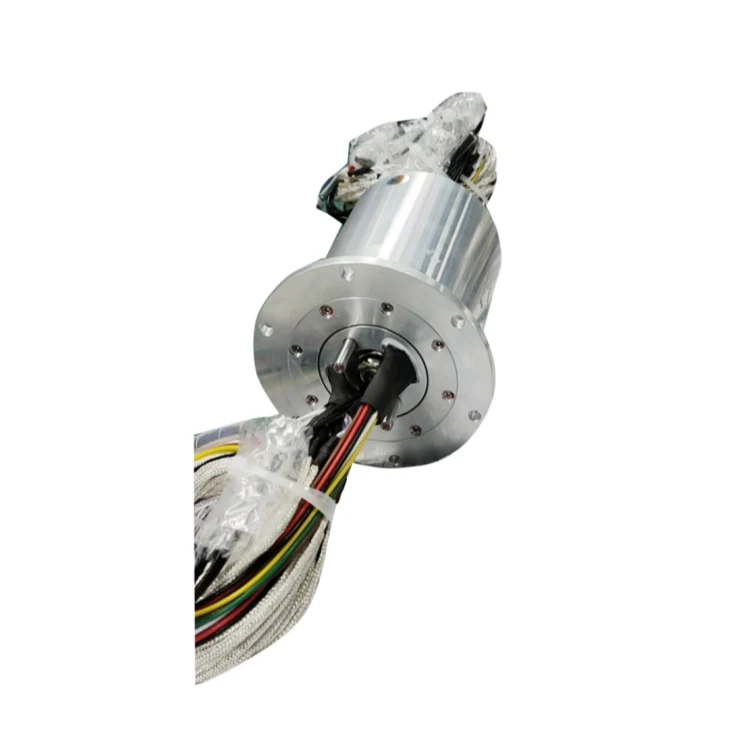 DHS070-70-2F 70mm optoelectronic rotary joint includes 2 optical fibers and 70 channels power signals, view 2