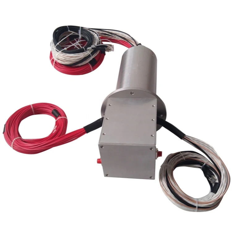 DHS105-50-2F optoelectronic slip ring with 2 channels fiber optic,gigabit network and video signal, view 2