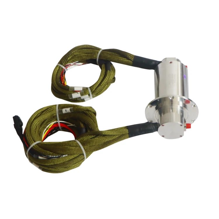 DHS066-39-1F Ingiant Optoelectronic slip ring OD 66mm with 1 single mode optical fiber and 39 electrical channels, view 2