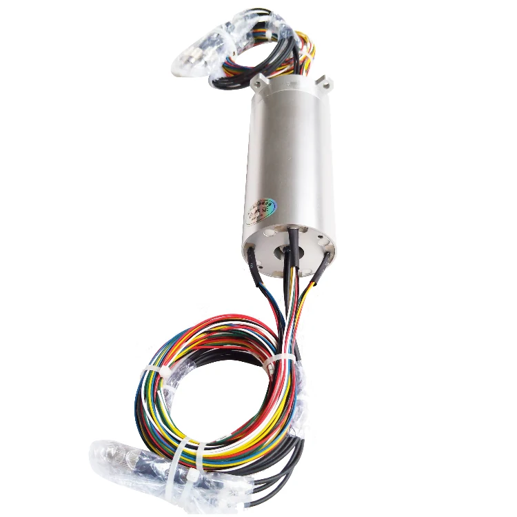 DHS054-30-3F photoelectric rotary joint out diameter 54mm with 3 channels optical fiber and 30 channels electrical — fiber optic rotary joints manufactured by INGIANT