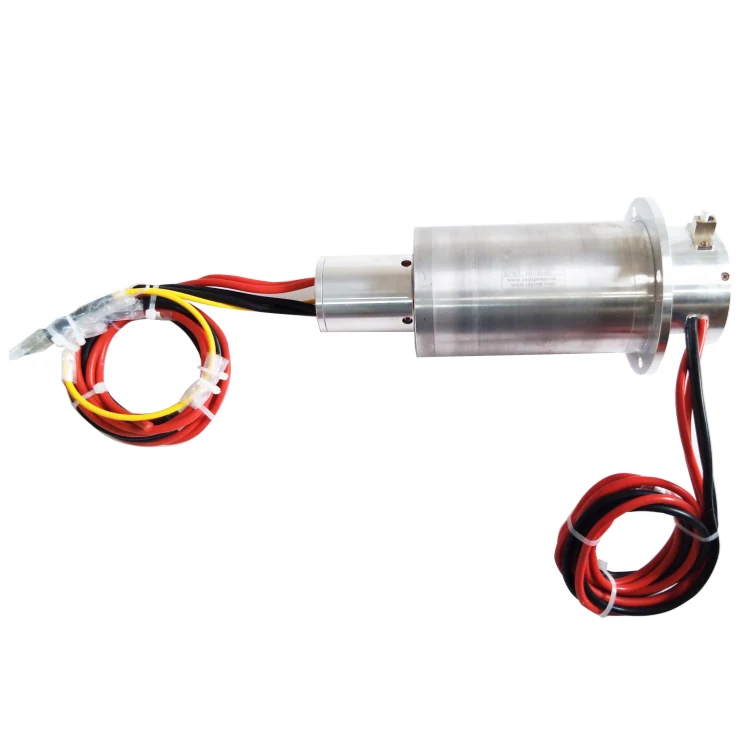 DHS075-2-50A-1F Photoelectric slip ring out diameter 75mm with 1 optical fibers and 2 channels 50A power, view 2