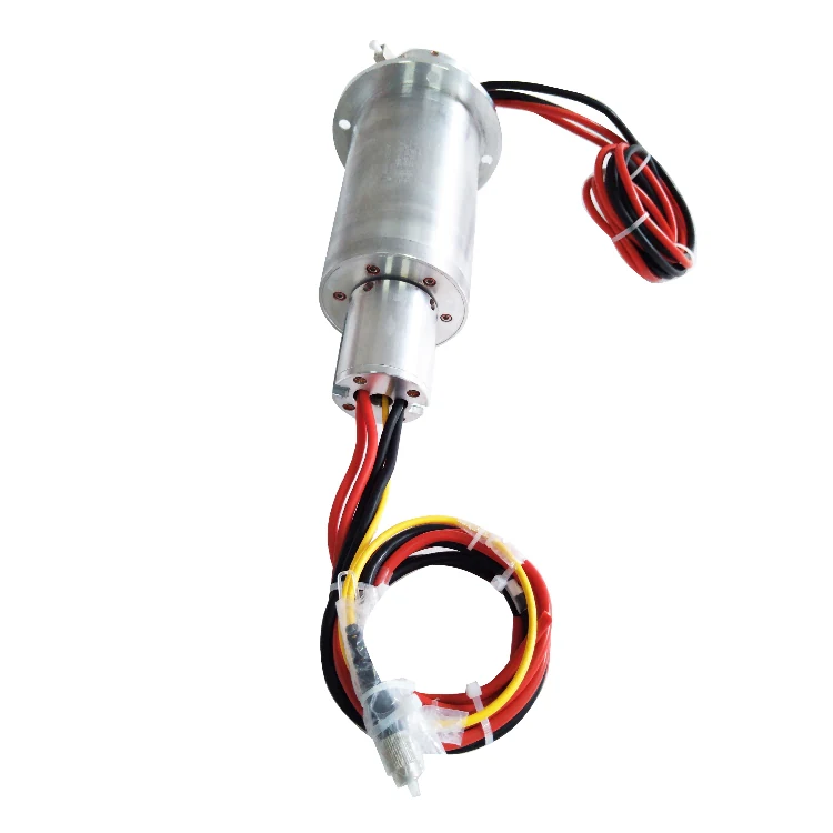 DHS075-2-50A-1F Photoelectric slip ring out diameter 75mm with 1 optical fibers and 2 channels 50A power — fiber optic rotary joints manufactured by INGIANT