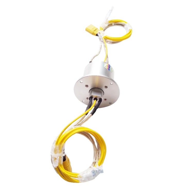 DHS058-2-30A-1F Photoelectric slip ring OD 58mm 2 channels 30A and 1 channel fiber optical rotary joint — fiber optic rotary joints manufactured by INGIANT