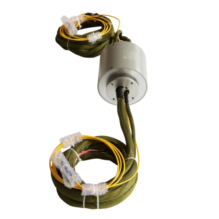DHS120-22-1F Ingiant Photoelectric Slip Ring out diameter 120mm transmit 1 optical fiber and 22 electrical channels for rotating turrets — fiber optic rotary joints manufactured by INGIANT