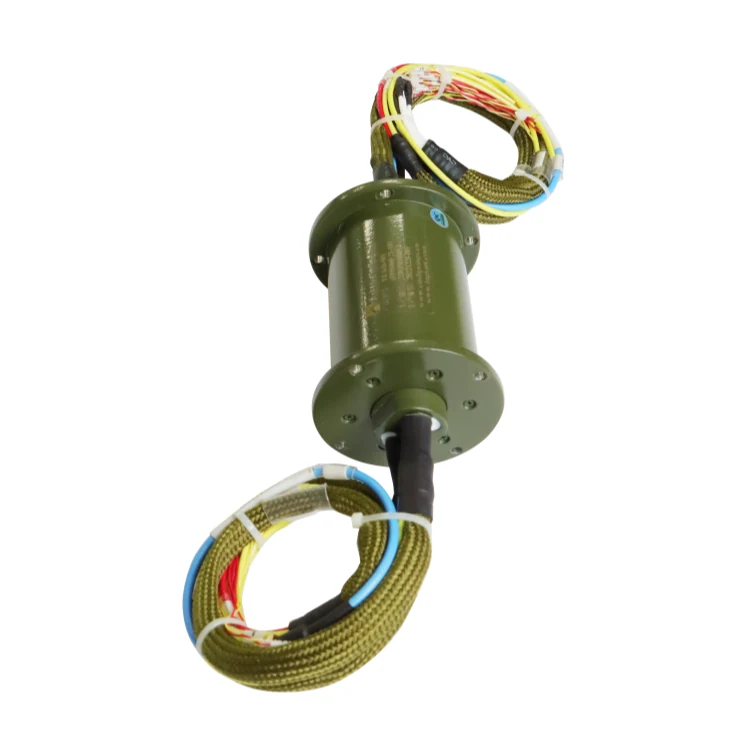 DHS060-21-1S RF hybrid slip ring 1 channel RF + 21 channels power signal with diameter 60mm — rf rotary joints and coax slip rings manufactured by INGIANT
