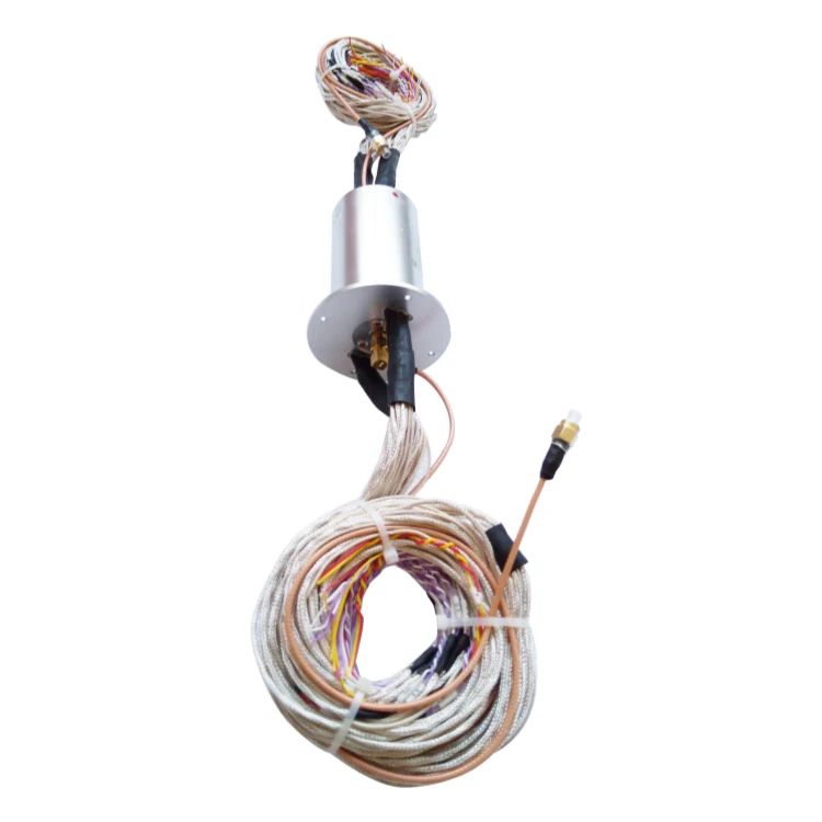 DHS048-56-1S Ingiant RF Rotary Joint inner diameter 48mm with 1 channel rotary joint + 56channels electrical hybrid — rf rotary joints and coax slip rings manufactured by INGIANT