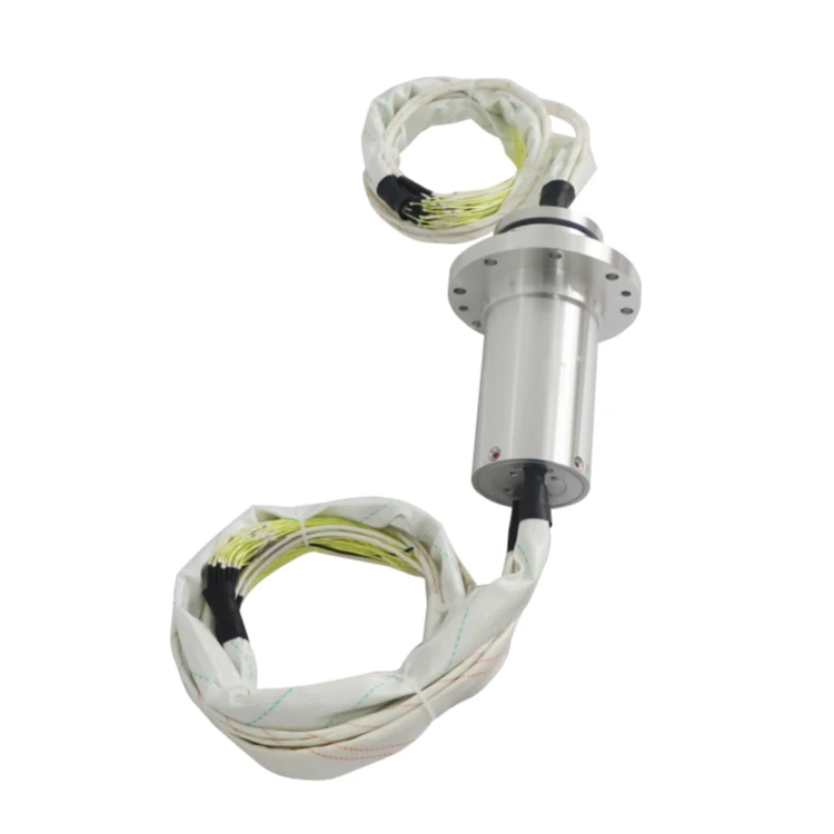 DHS088-62 diameter 88mm solid shaft rotor flange conductive slip ring 62channels power and signal, view 3