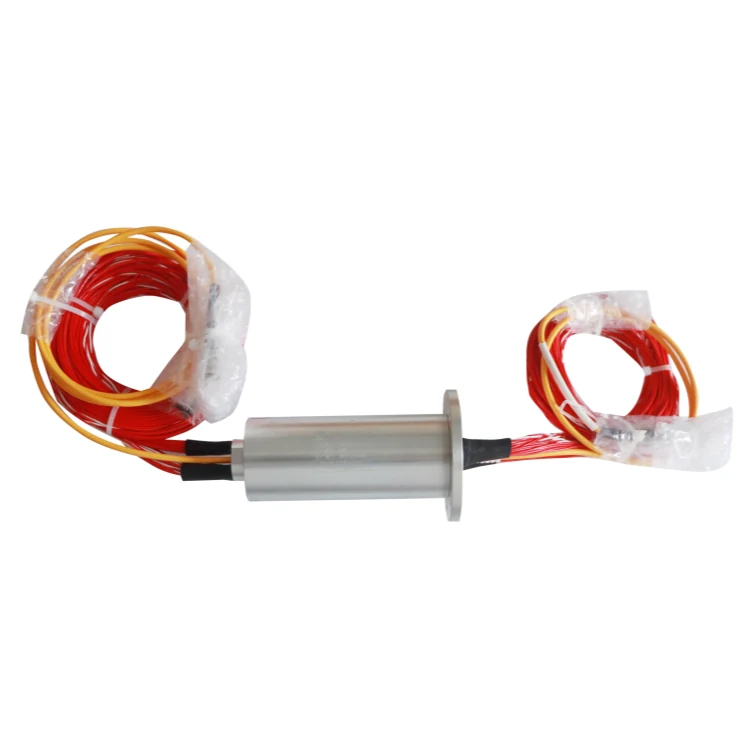 DHS038-50-1F-002 38mm single channel optoelectronic slip ring transmit 1 optical fiber and 50 electrical channels, view 2