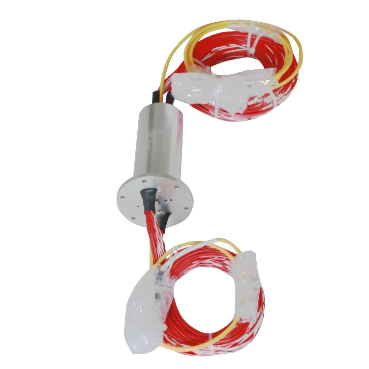 DHS038-50-1F-002 38mm single channel optoelectronic slip ring transmit 1 optical fiber and 50 electrical channels — fiber optic rotary joints manufactured by INGIANT