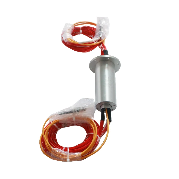 DHS038-50-1F-002 38mm single channel optoelectronic slip ring transmit 1 optical fiber and 50 electrical channels, view 3
