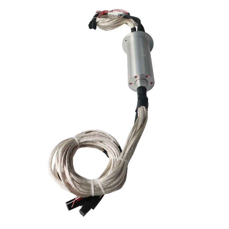 DHS060-70 accept customization 2 channels solid shaft Gigabit Ethernet slip ring RJ45 slip ring, view 3