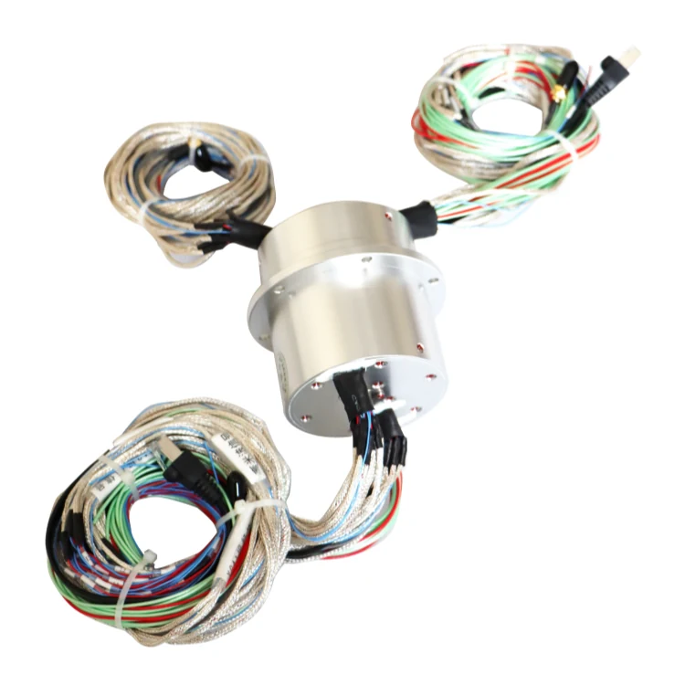 DHS075-60-1S solid shaft slip ring1channel RF rotary joint + electric combination slip ring — rf rotary joints and coax slip rings manufactured by INGIANT