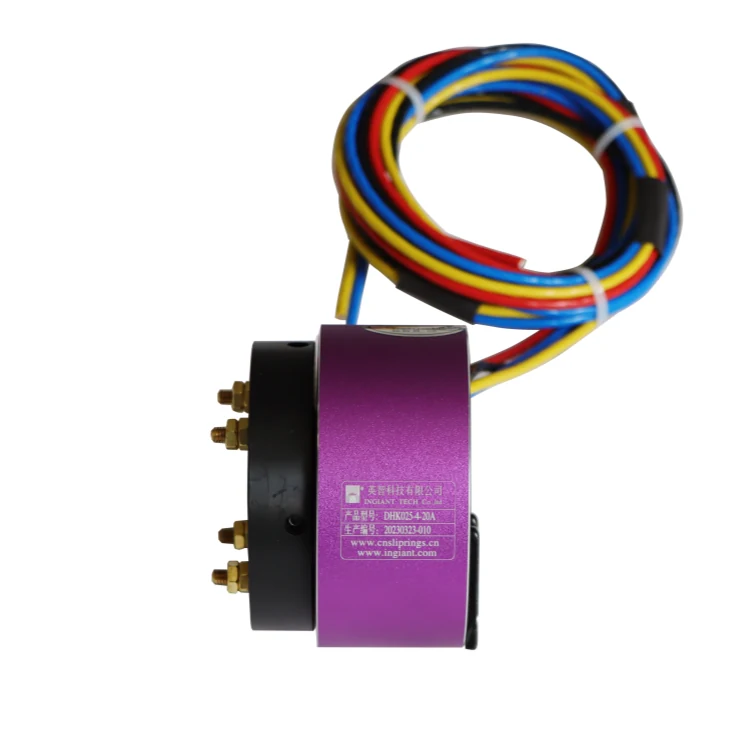 DHK025-4-20A Standard 25 mm through hole conductive slip ring 4channels 20A — through bore slip rings manufactured by INGIANT