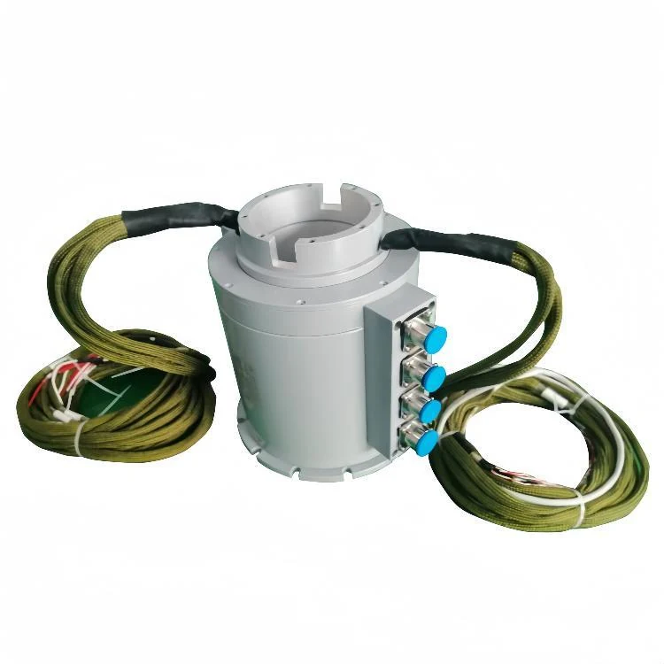 DHK100-36 Non-standard custom 100mm through hole conductive slip ring with aviation plug connection, view 2