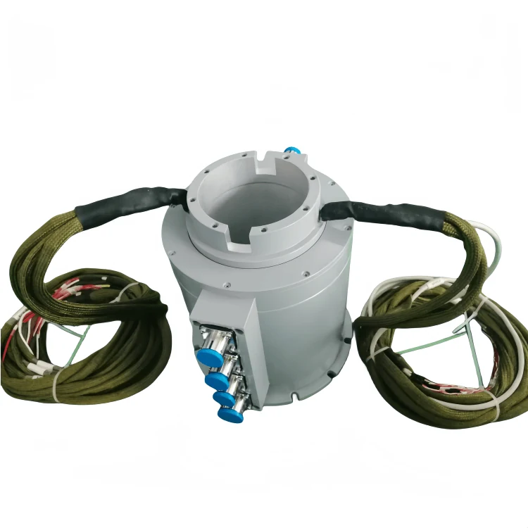 DHK100-36 Non-standard custom 100mm through hole conductive slip ring with aviation plug connection, view 3