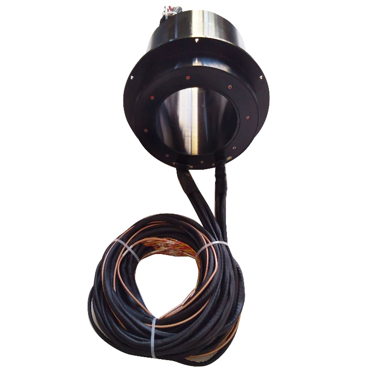 DHK110-66 through hole slip ring inner diameter 110mm with 1 channel 100Mbps Ethernet signal and video signal, view 2