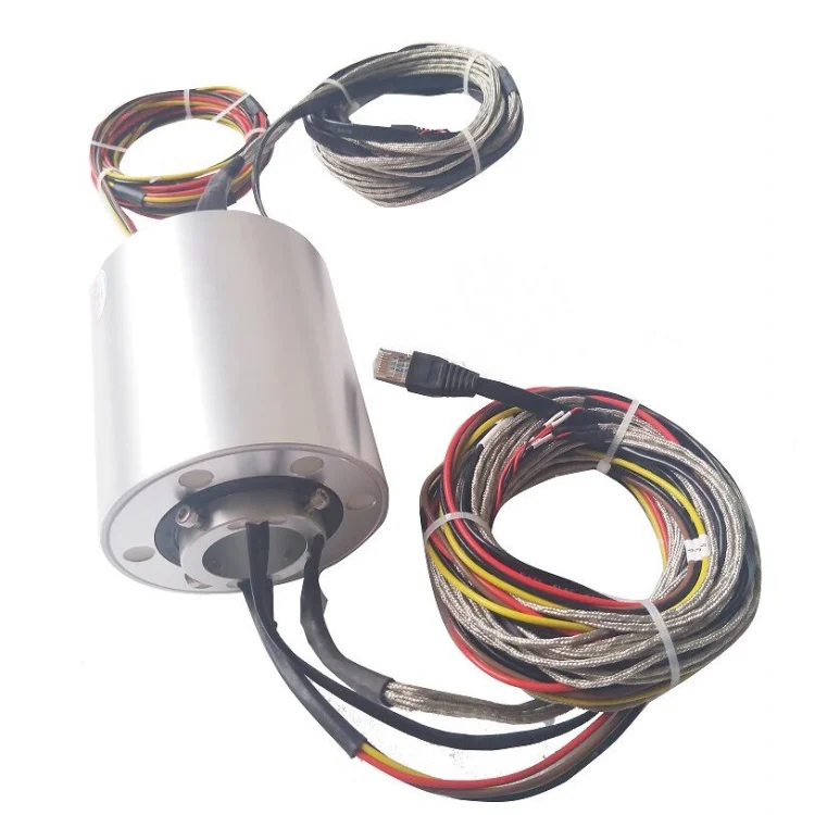 Through Hole Slip Ring Combines Power 4channels 15A 13channels 2A with Ethernet — hybrid slip rings manufactured by INGIANT