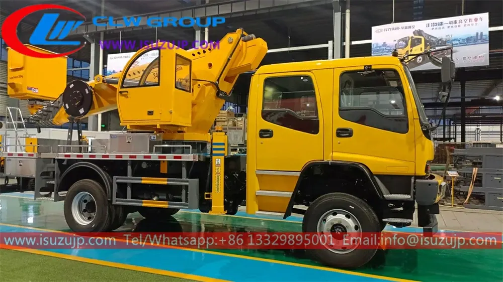 4×4 ISUZU FVR Full Driver double cabin 34 Meters High Altitude Operation Insulation Bucket Truck