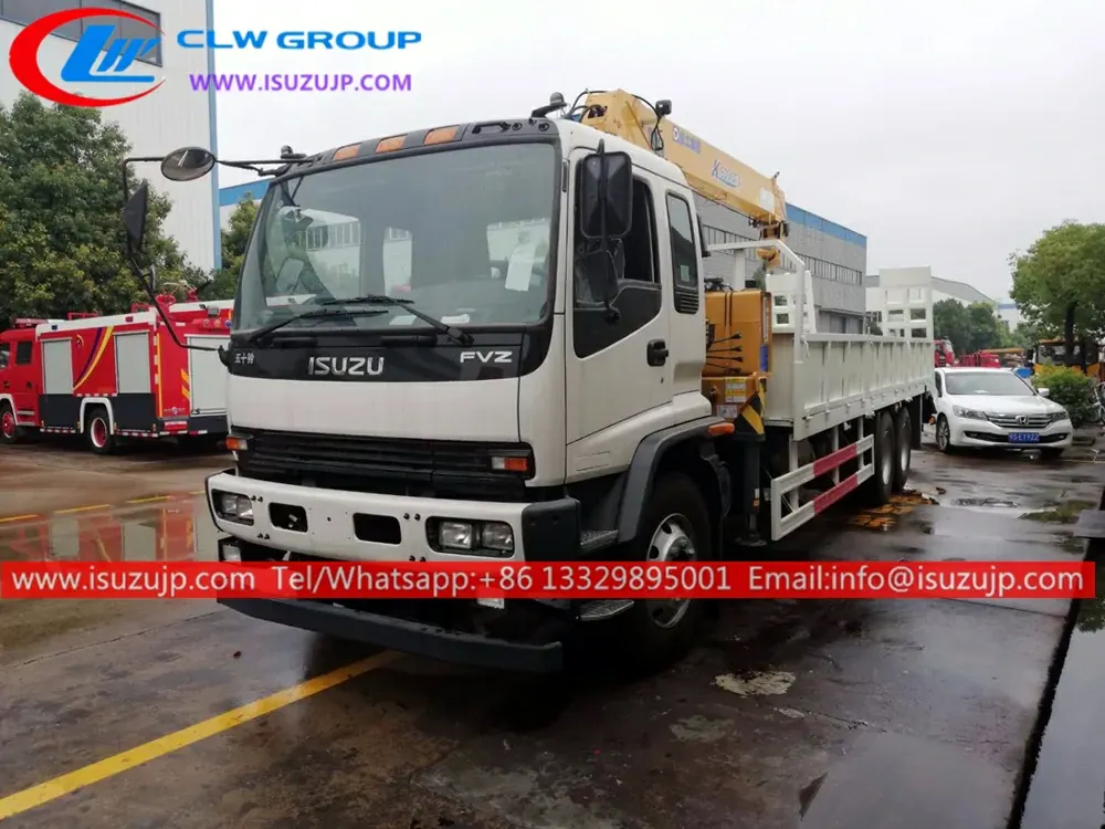 ISUZU FVZ 14 ton flatbed truck mounted crane with Hydraulic ladder