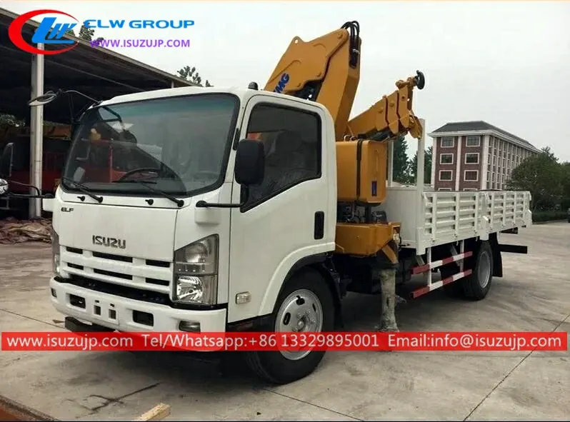 ISUZU ELF 5000kg truck mounted knuckle crane for sale