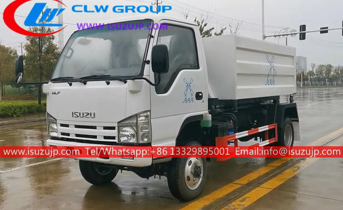 4×4 ISUZU ELF Offroad 3 ton hooklift truck and bins for sale