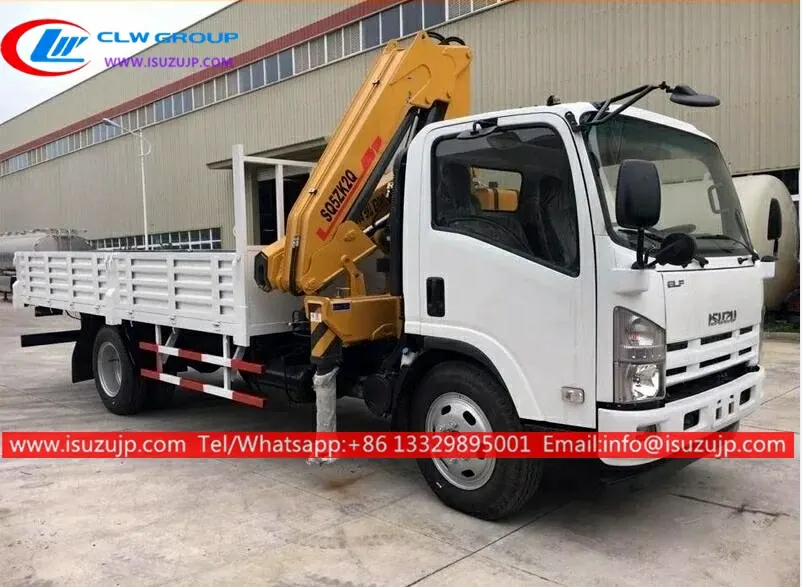 ISUZU ELF 5000kg truck mounted knuckle crane for sale