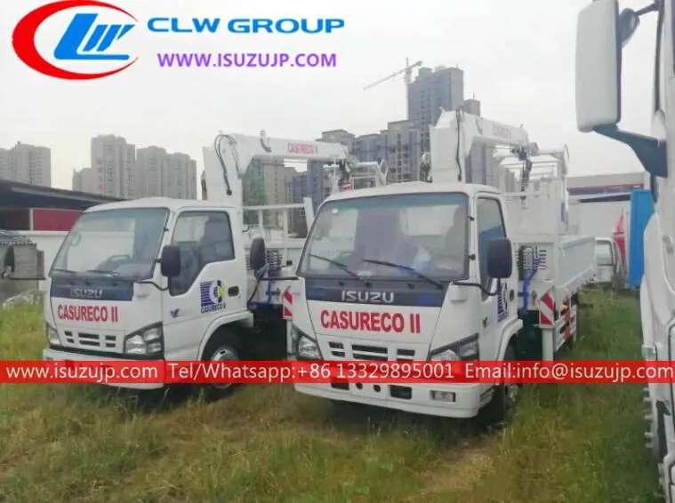 ISUZU 600P 4 ton telescopic truck crane with basket