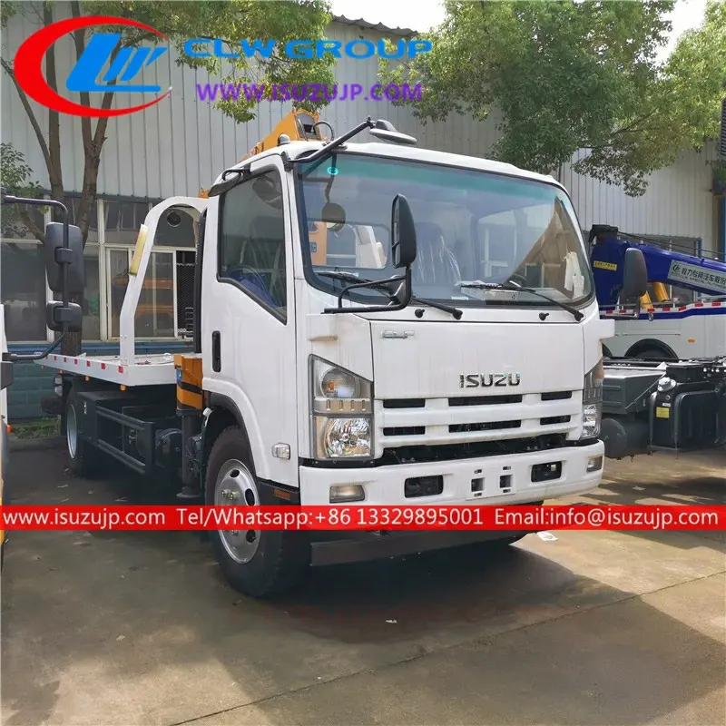 ISUZU ELF 5t tow recovery truck with crane for sale