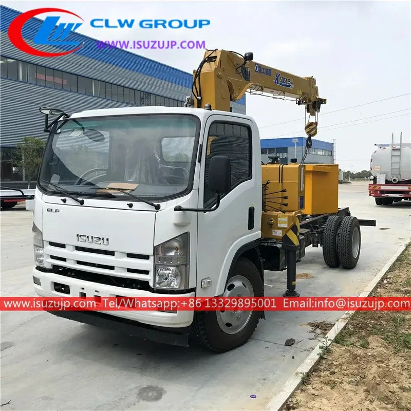 ISUZU ELF Double cabin 3000kg mini truck crane