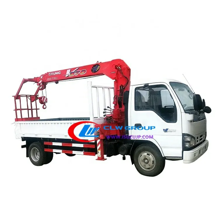Japan ISUZU unic boom truck crane with Work Bucket for sale