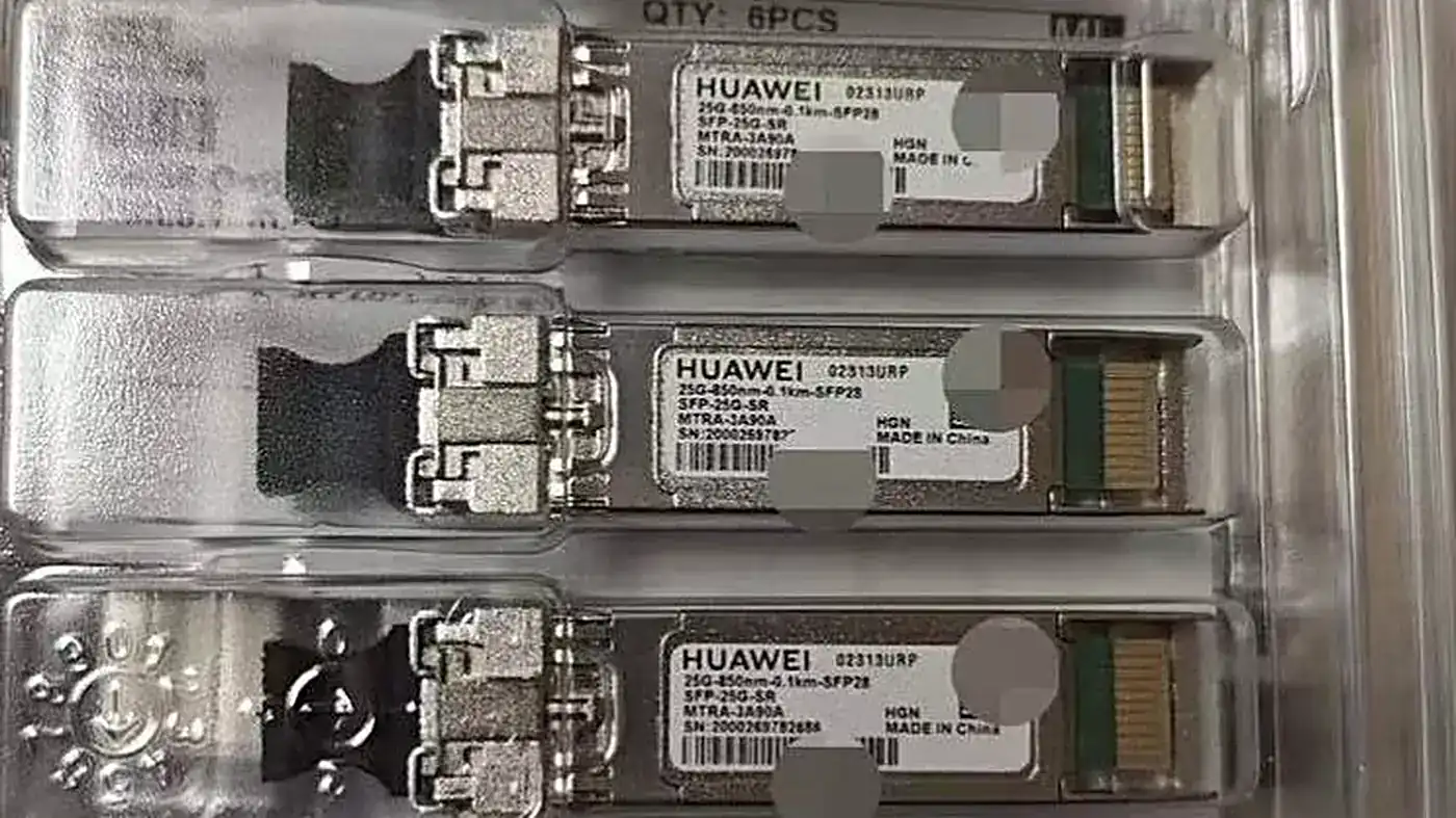 Huawei optical transceivers sealed in factory trays
