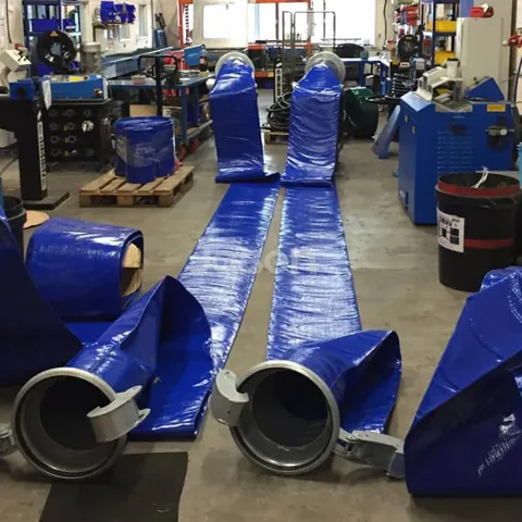 12 inch discharge hose rolled flat