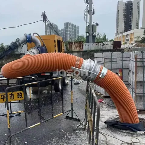 12 inch suction hose coiled for shipment
