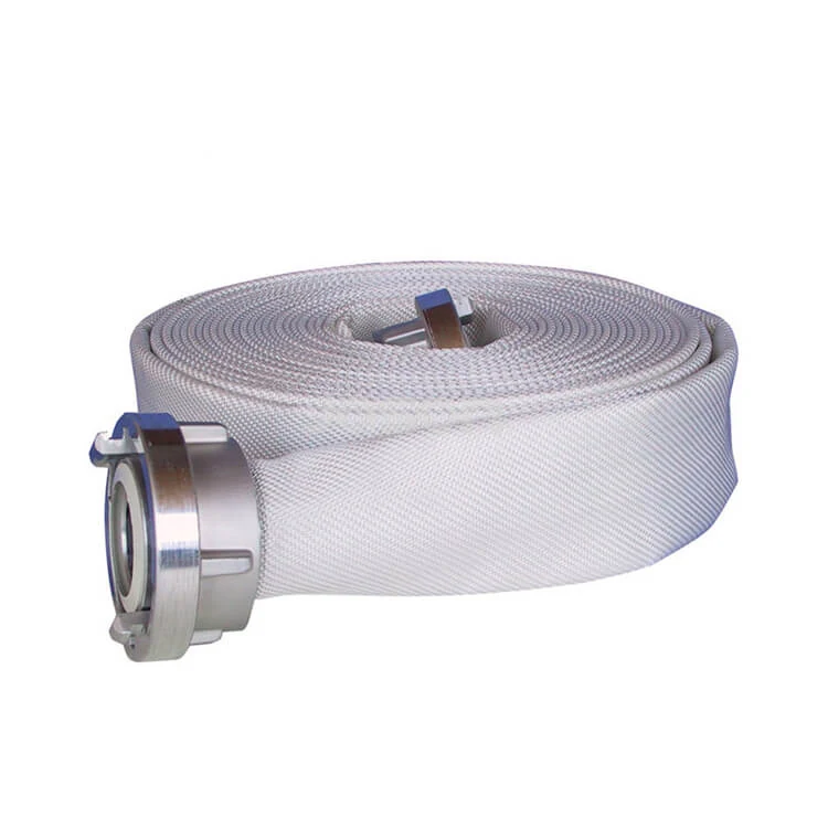 Canvas fire hose with woven single jacket