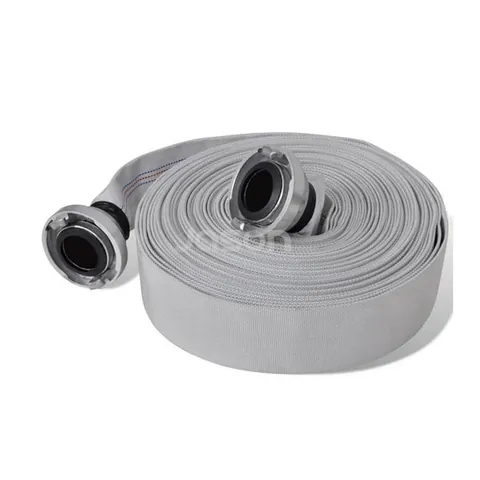 Canvas fire hose rolled for storage