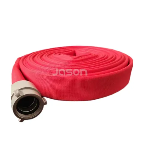 Double jacket fire hose end showing the liner