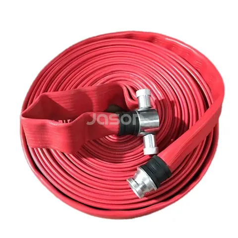 Duraline fire hose showing rubber cover and coupling