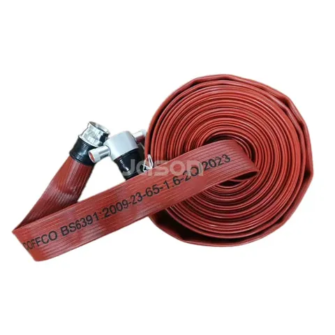 Duraline fire hose rolled for storage