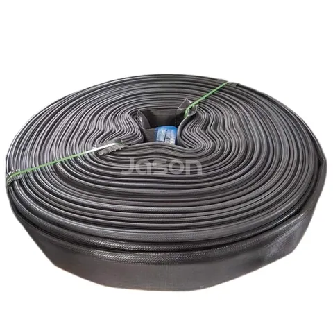 Irrigation supply hose end showing polyester reinforcement